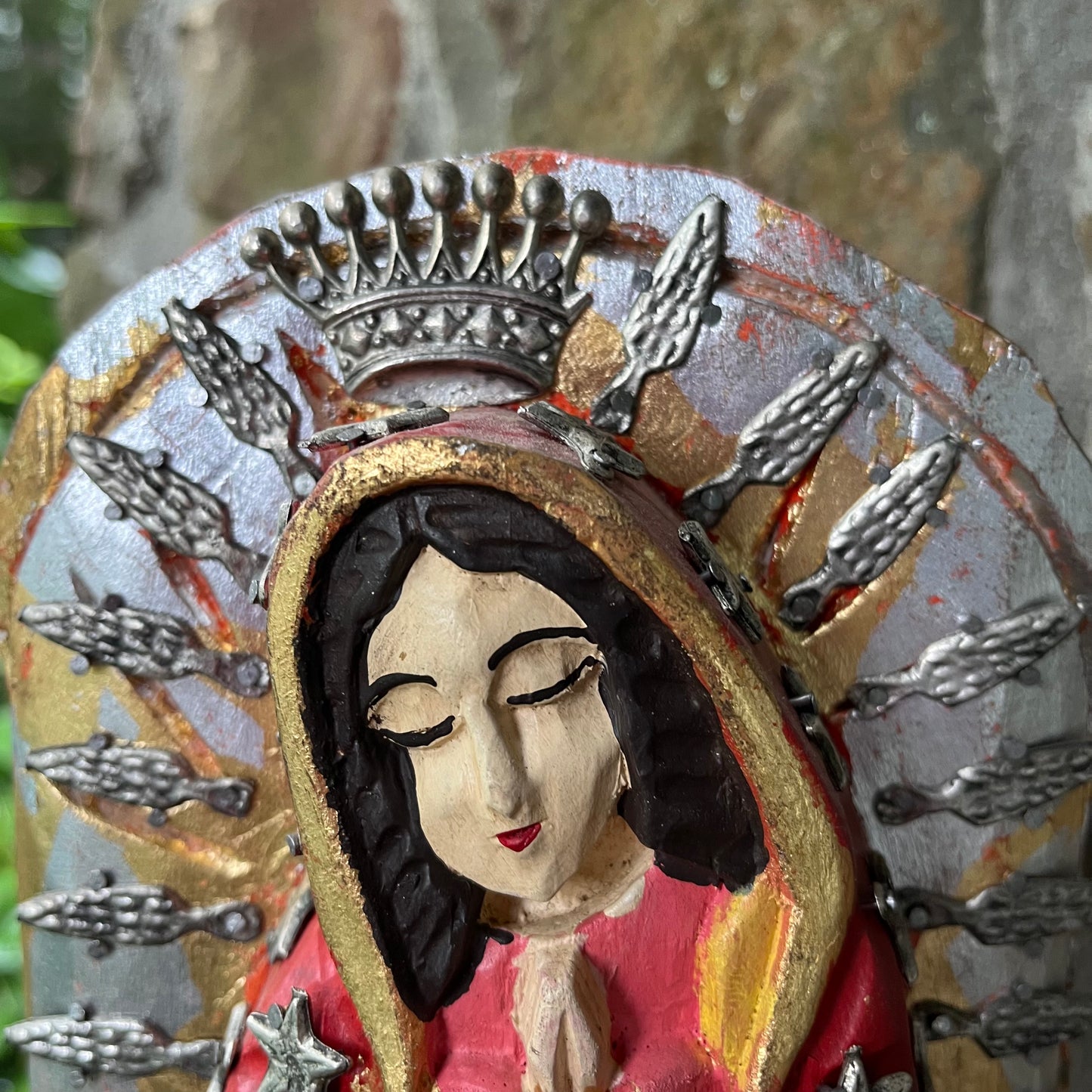 Mexican Milagros Guadalupe with Halo face