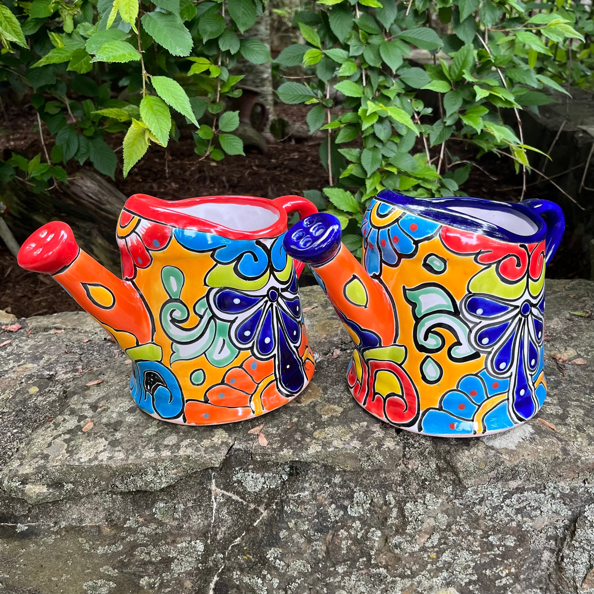 Mexican Talavera watering can planting pot