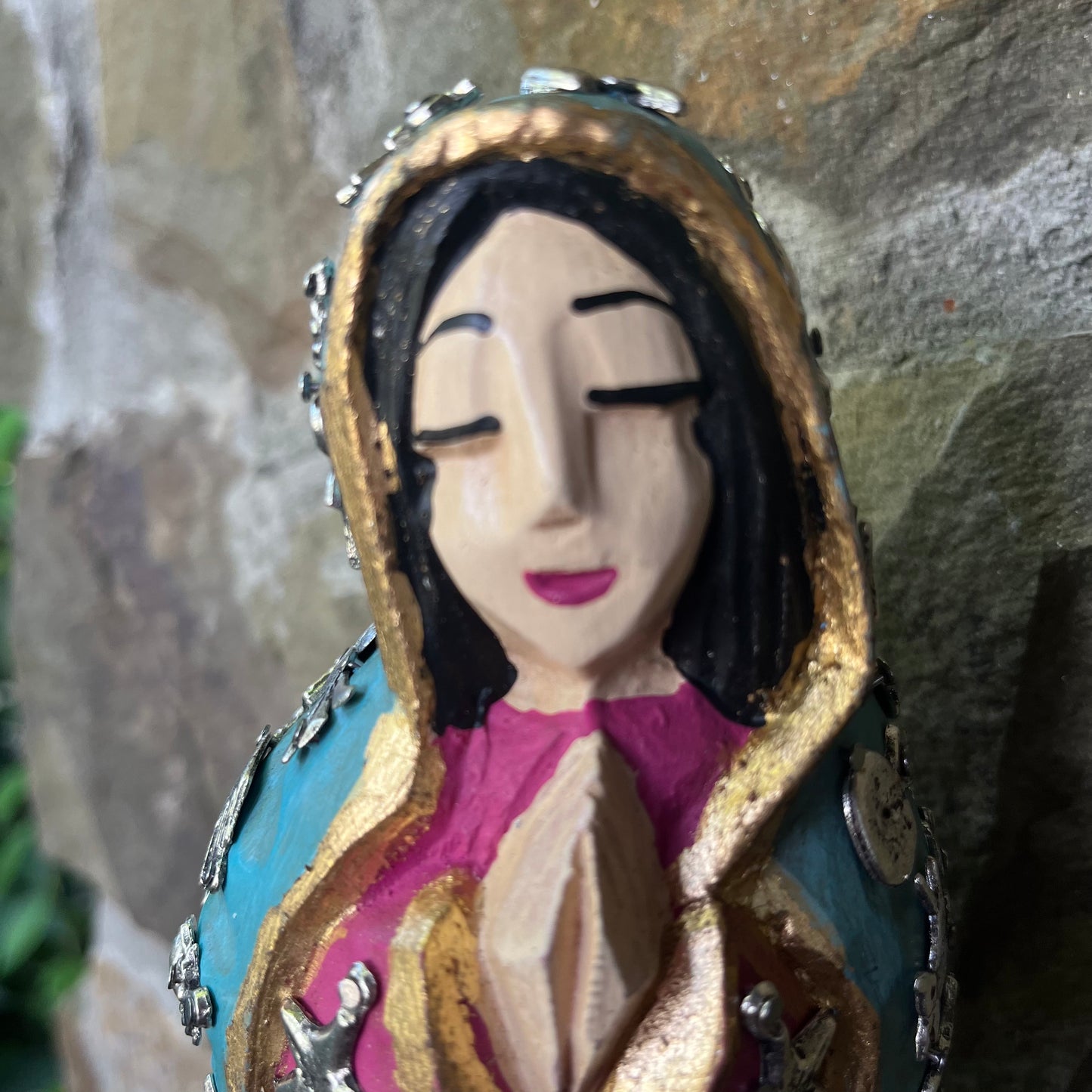 mexican milagros wood guadalupe face