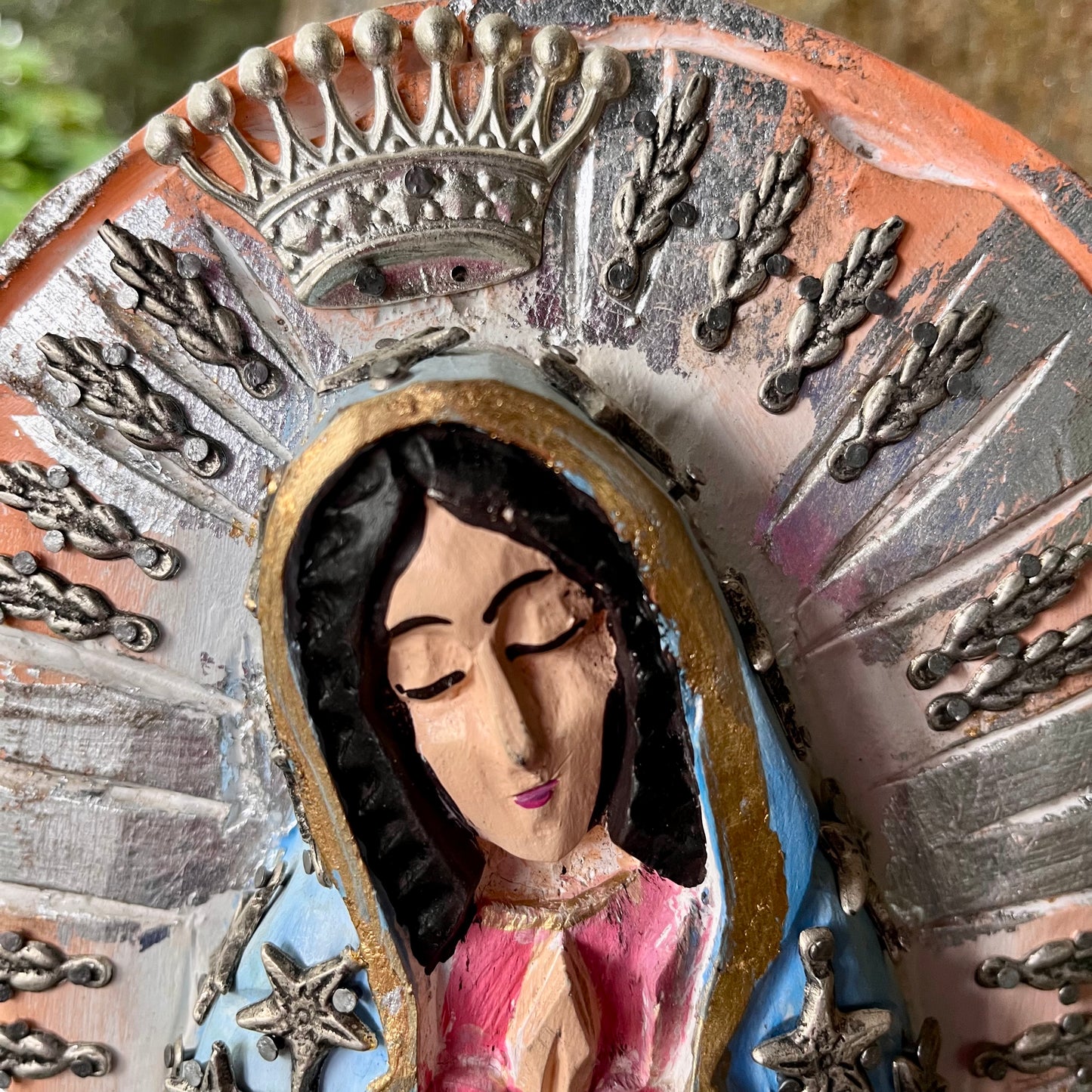 Mexican Milagros Guadalupe with Halo Face