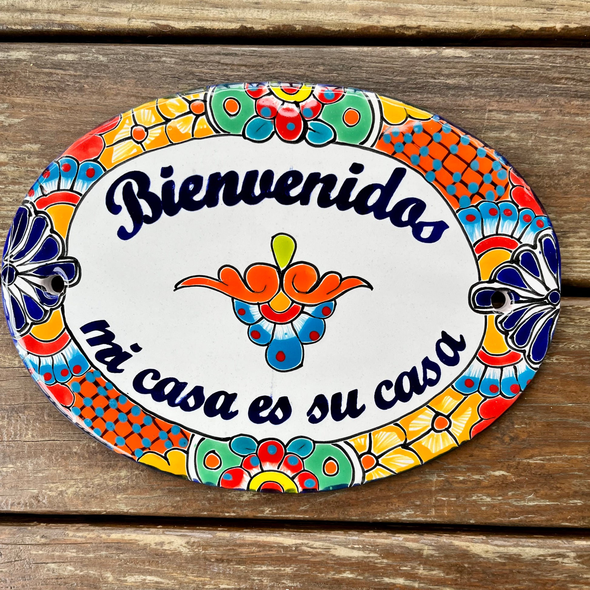 Ceramic Latino Gift Idea Welcome Sign Bienvenidos Amigos Yellow Cact
