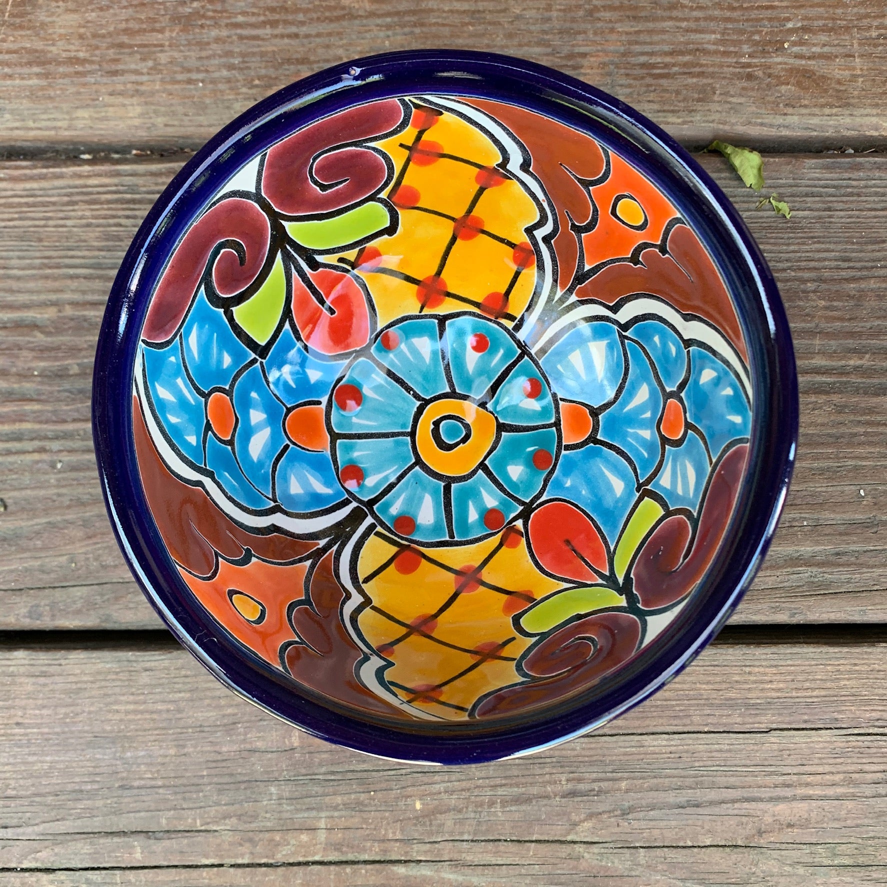 Mexican Talavera Salsa Guacamole Bowl - Pottery Dish Art