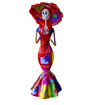 Floral Catrina Skelton Doll 14"
