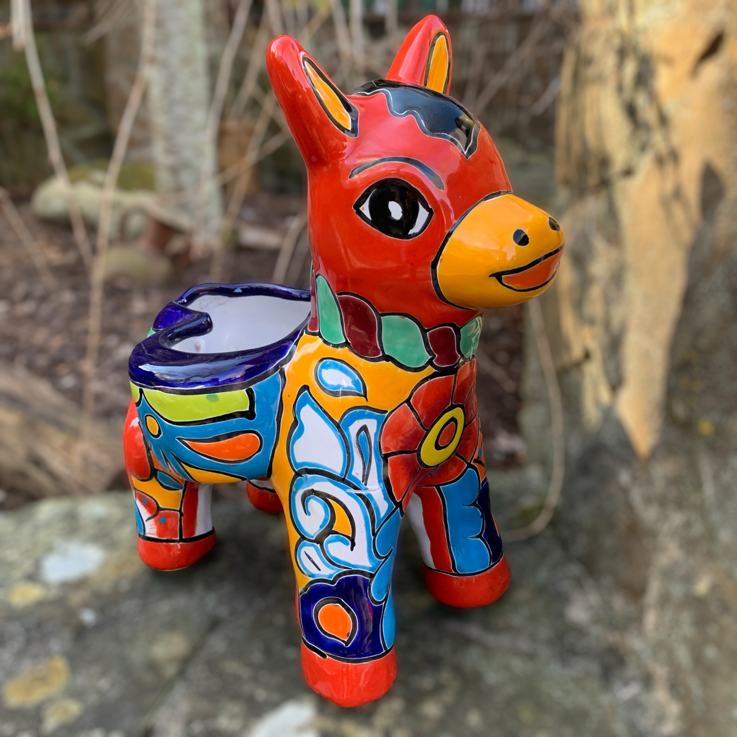 Mexican Talavera Donkey Burro Planter Pot