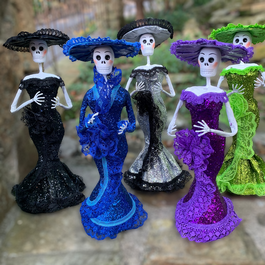 Paper Mache Dolls Catrina Bride and Groom Skelton Ladies MexDecor