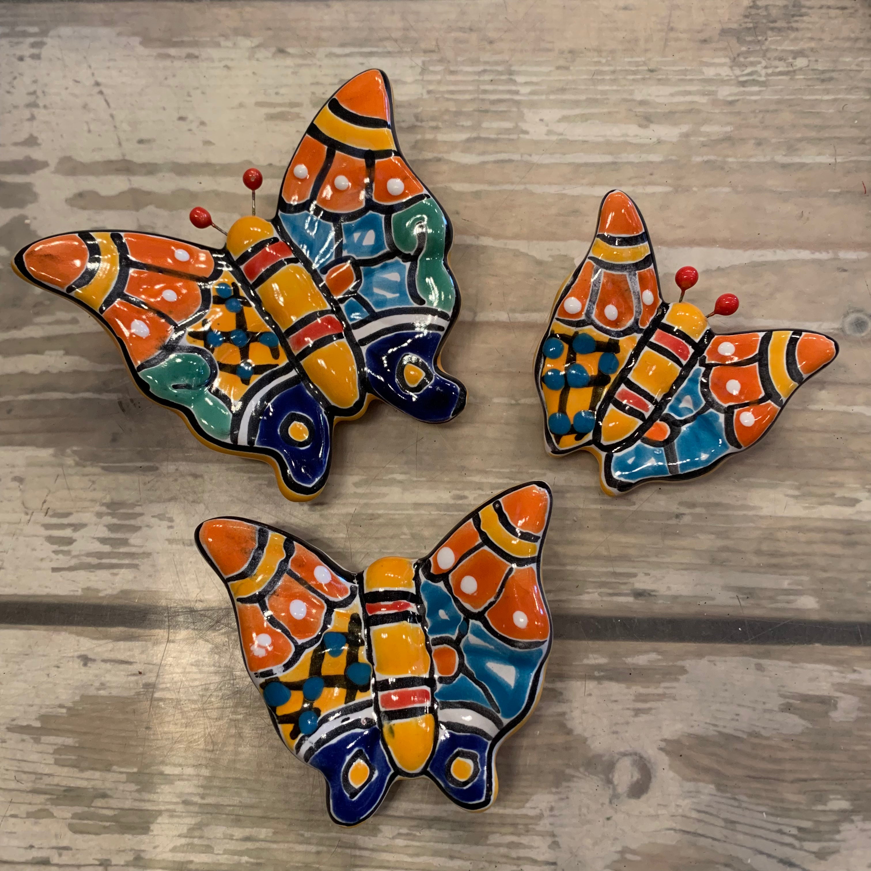 Talavera Pottery Butterfly Set - Mexican Handpainted Art | MexDecor