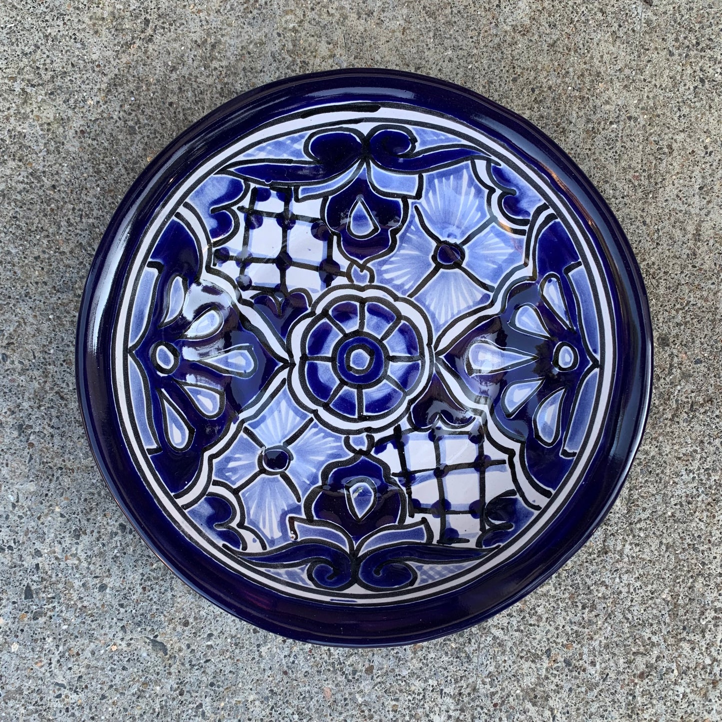 talavera blue white soup bowl