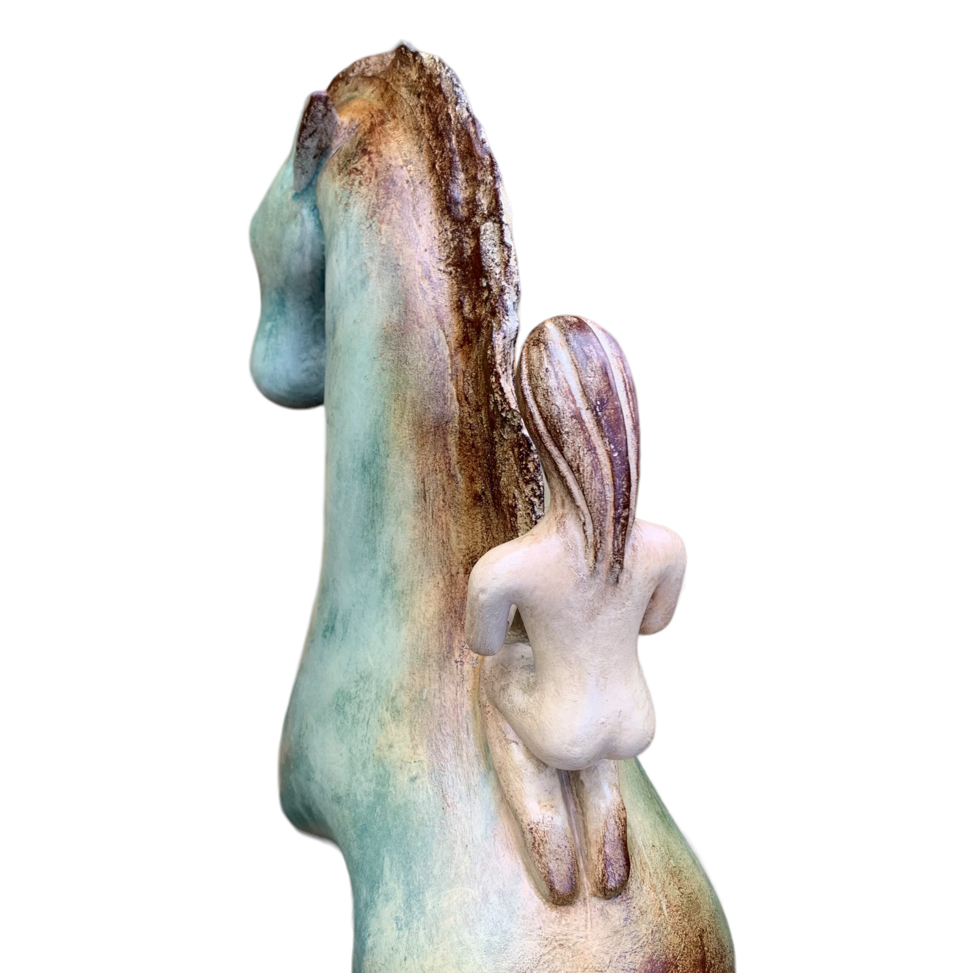 loretta bertoli stormi day sculpture with horse