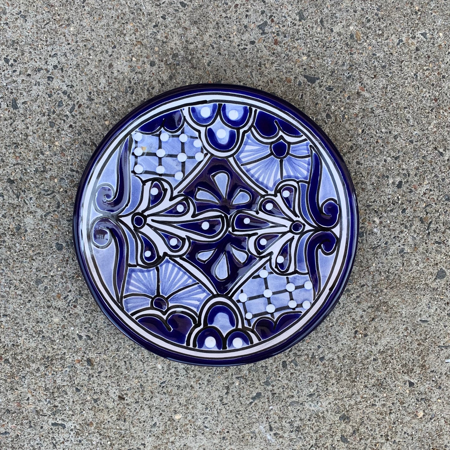 talavera blue white sandwich salad plate