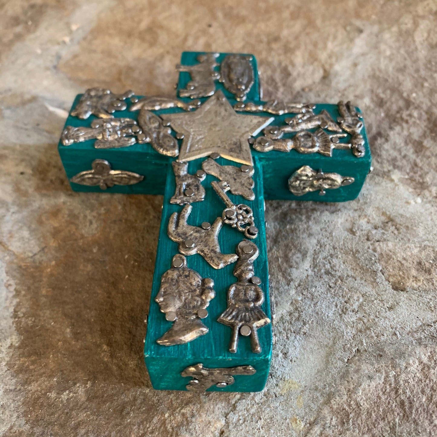 mexican milagros wood charm cross