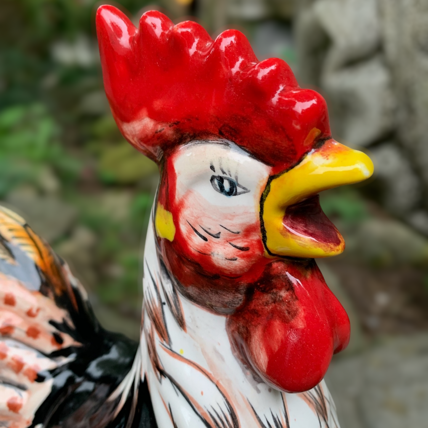 Mexican talavera rooster figure ceramic chicken