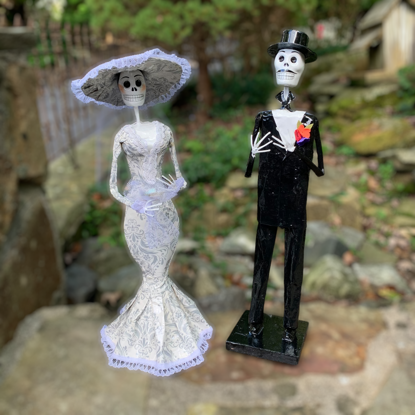 Paper Mache Catrina bride and groom Novias