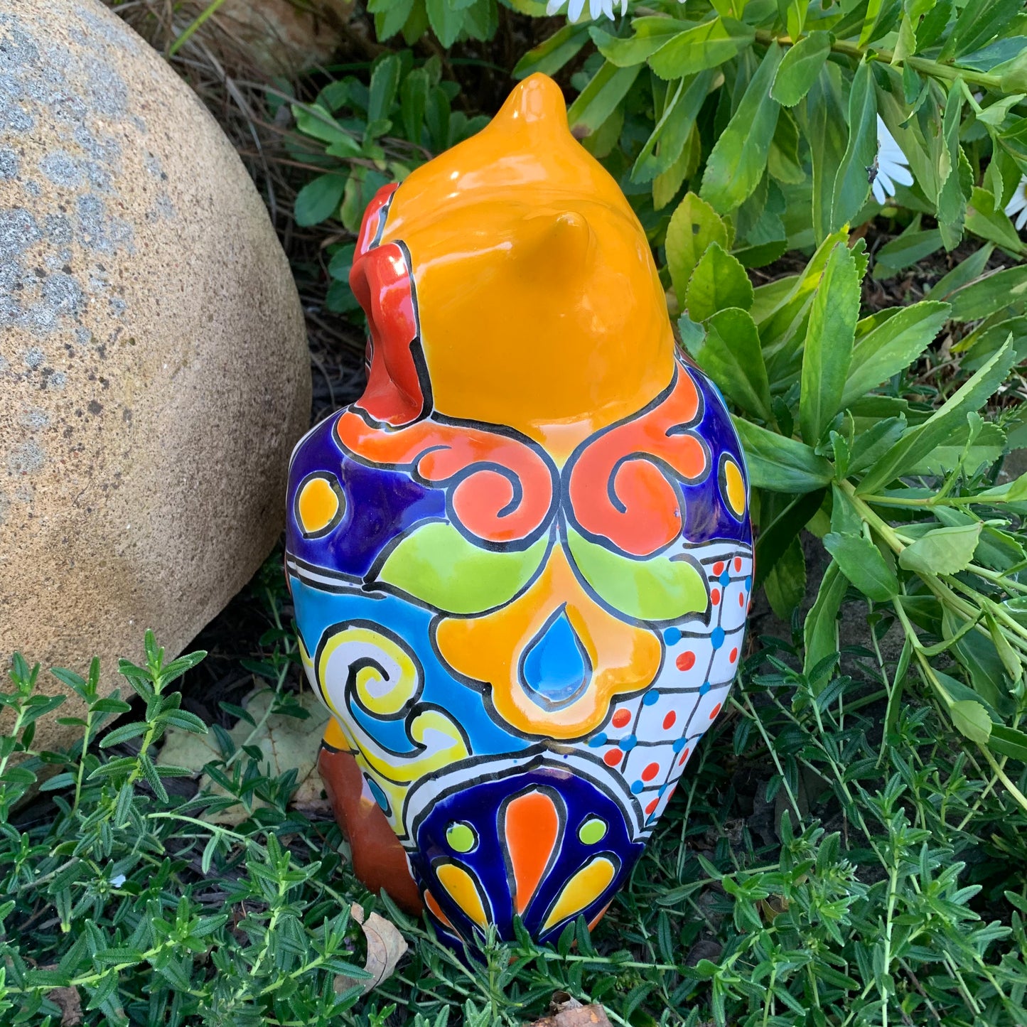 Mexican Talavera Pottery Garden Owl