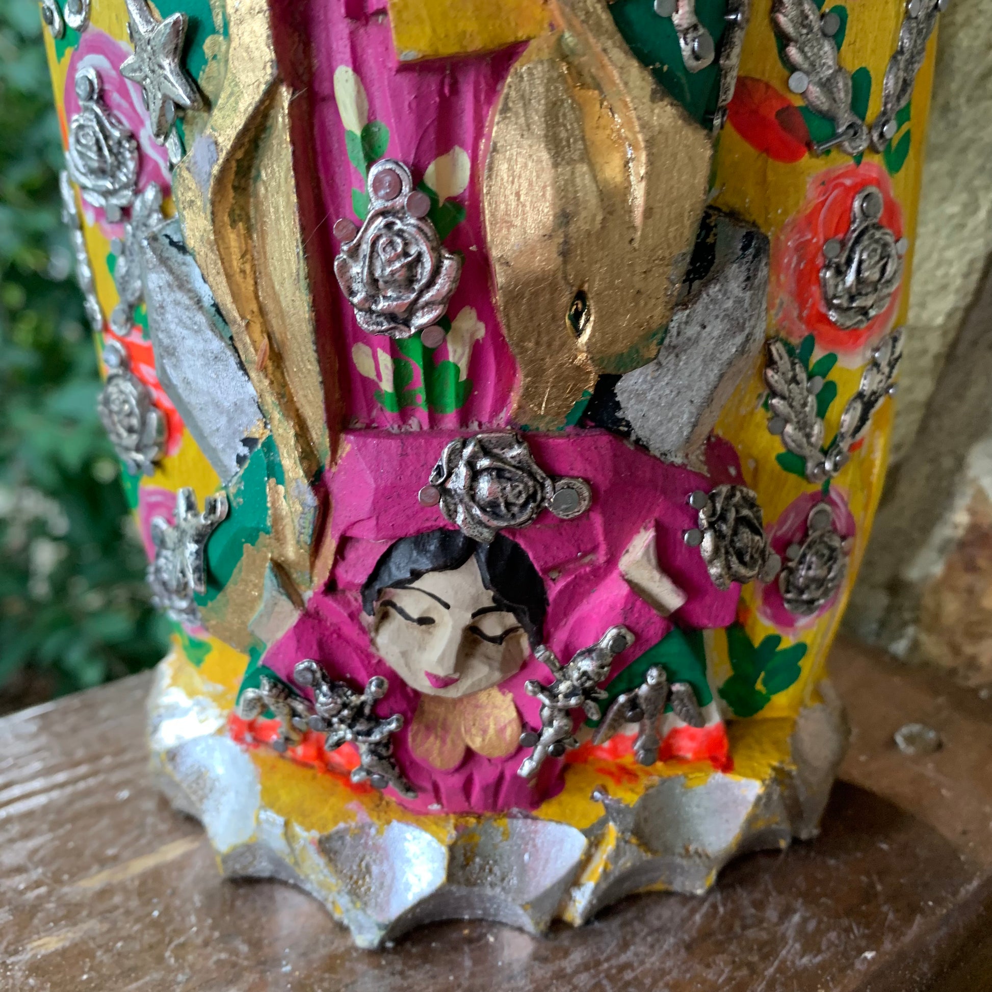 Mexican milagros Guadalupe with halo Milagro charms