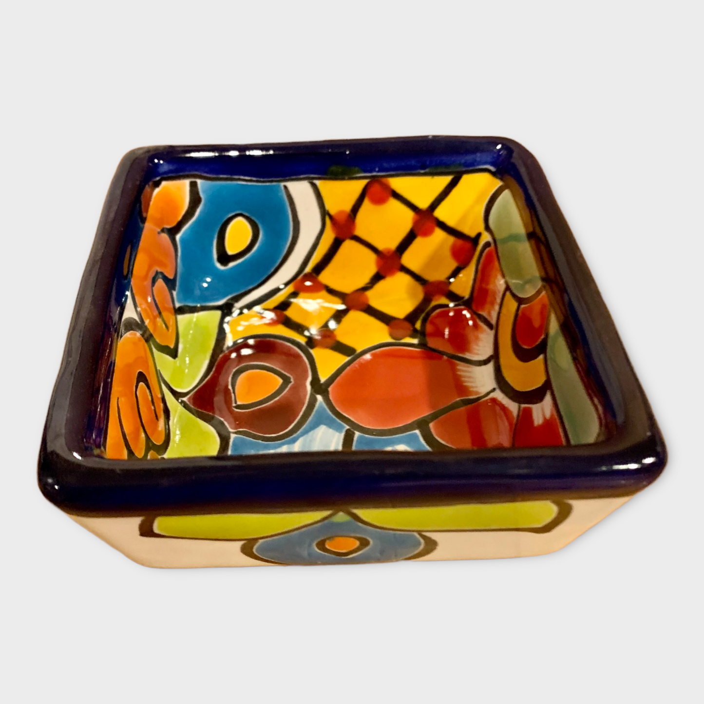 Mexican Talavera Little Square condiment salsa ring dishes